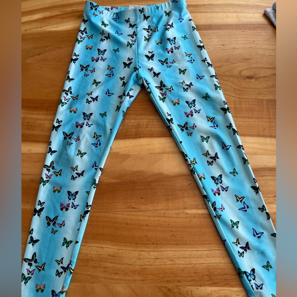 Terez Blue Butterfly Print Leggings
